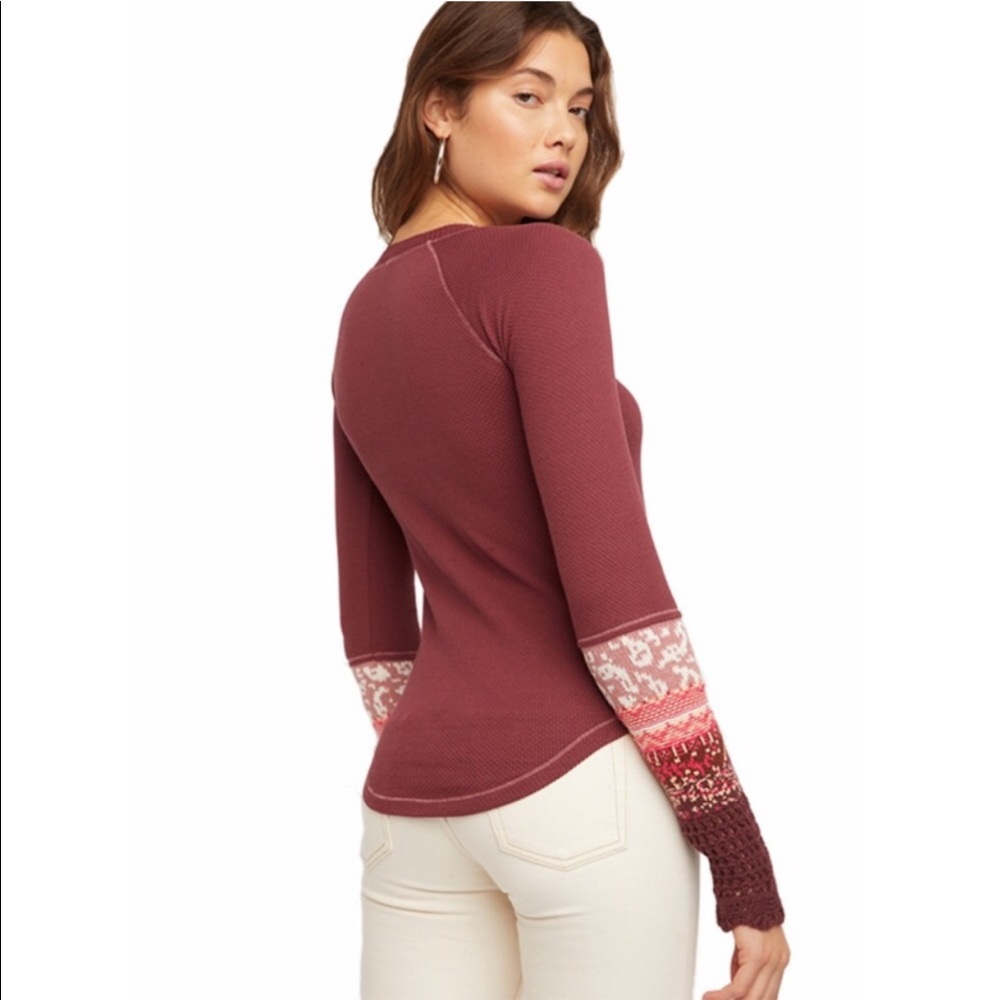 NEW Free People In The Mix Cuff Top in Rio Vino - Picture 4 of 13